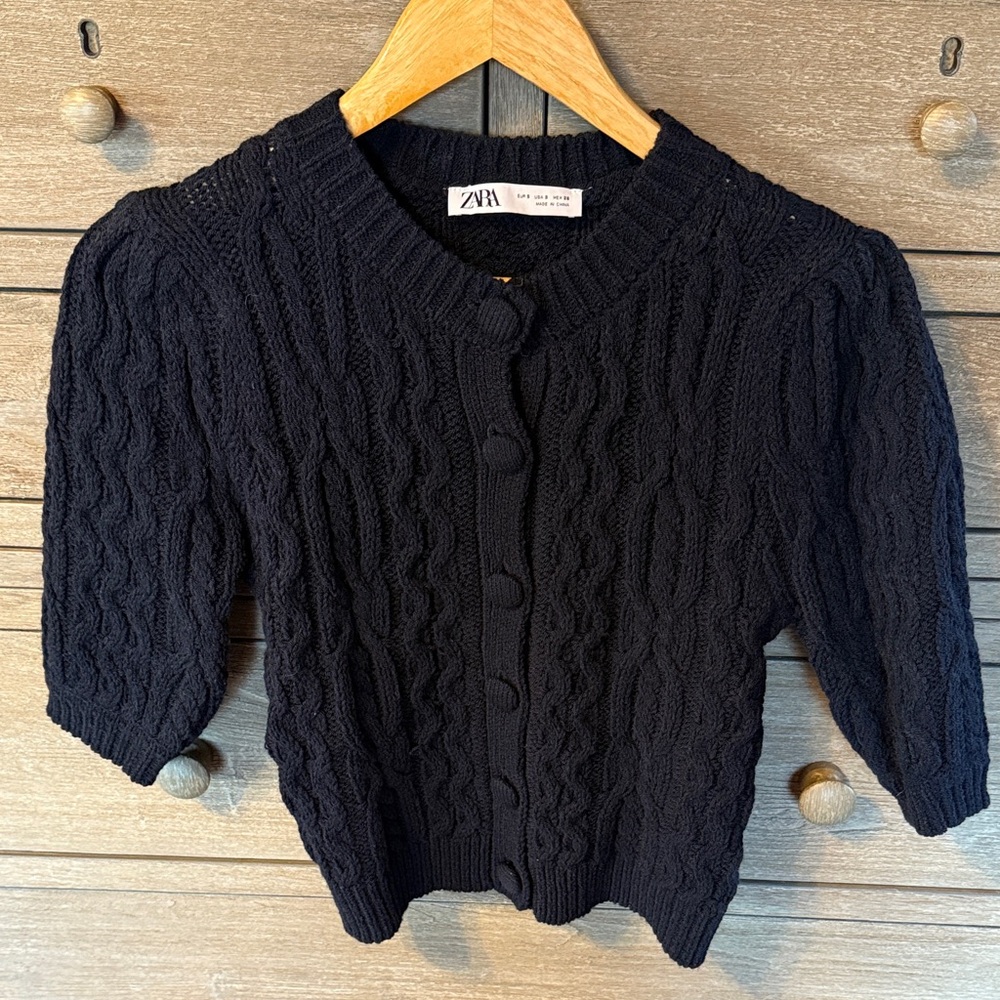 Zara Navy Cable Knit Sweater